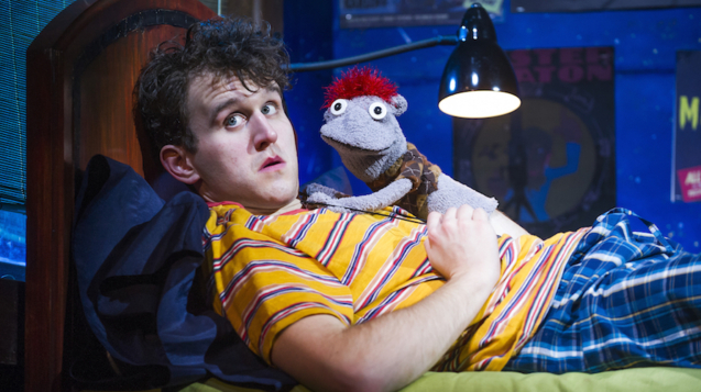 Harry Melling (Jason) and Tyrone in Hand To God by Robert Askins @ Vaudeville Theatre. Directed by Moritz von Stuelpnagel.
(Opening 15-02-16)
©Tristram Kenton 02/16
(3 Raveley Street, LONDON NW5 2HX TEL 0207 267 5550  Mob 07973 617 355)email: tristram@tristramkenton.com